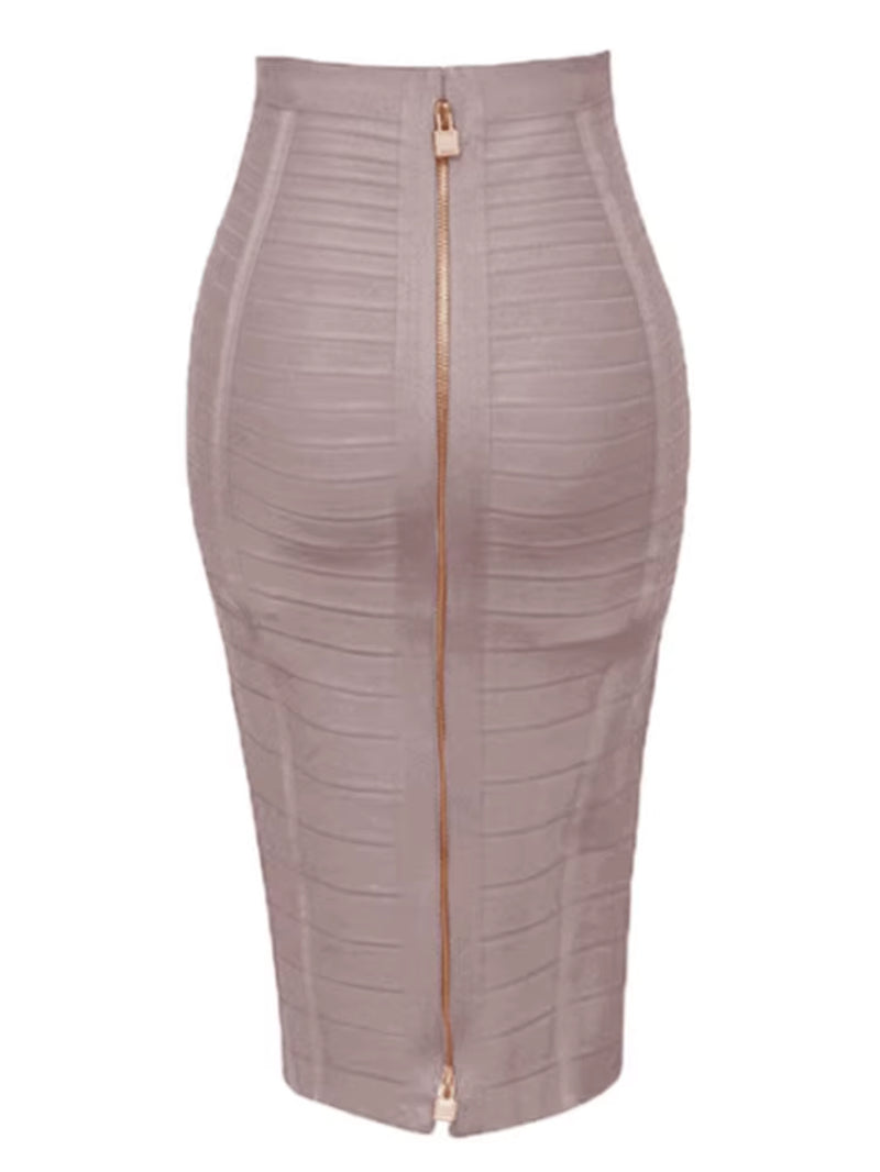 16 Colors Sexy Solid Zipper Orange Blue Black Red Bandage Skirt Women Elastic Bodycon Summer XL XXL Pencil Skirts 58Cm