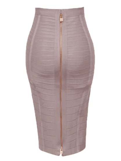 16 Colors Sexy Solid Zipper Orange Blue Black Red Bandage Skirt Women Elastic Bodycon Summer XL XXL Pencil Skirts 58Cm