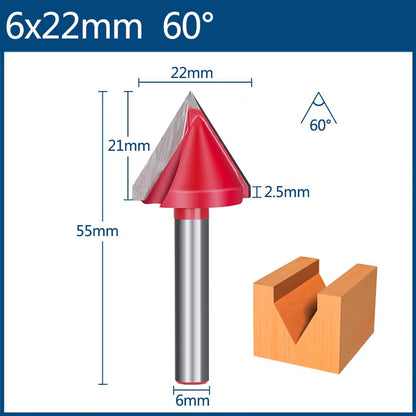 6Mm Router Bit V Shape Groove Milling Cutter Carbide Engraving Bit Woodworking Cutter