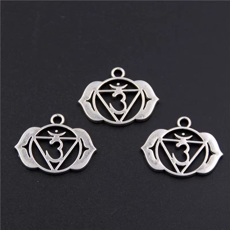 21Pcs Silver Color 7 Chakra Charms Mandala Pendant Yoga OM Buddhist Metal for Jewelry Making Supplies