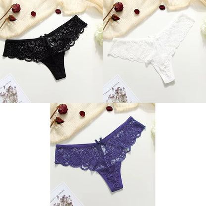 3Pcs Sexy Underwear Woman Thongs Panties Lace G-String T-Back Female Underwear Sexy Lace Thongs Underpants Panties for Woman