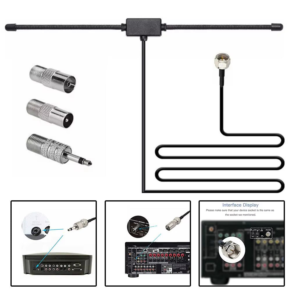 FM Radio Antenna FM F-Head Sheep Horn Antenna for Car FM TV Radio Station 75 Ohms F Female Head to TV3.5 Mono