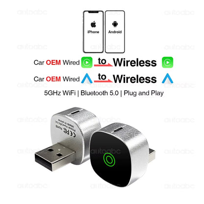 AUTOABC 2025 New 2 in 1 Wireless Carplay Adapter Plug & Plug Auto Connect No Delay Converts Wired to Wireless