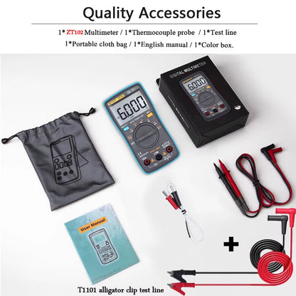 Digital Multimeter Auto Range True RMS 8000 High Precision Ammeter Voltmeter Smart Capacitor Temperature NCV Ohm Hz Tester