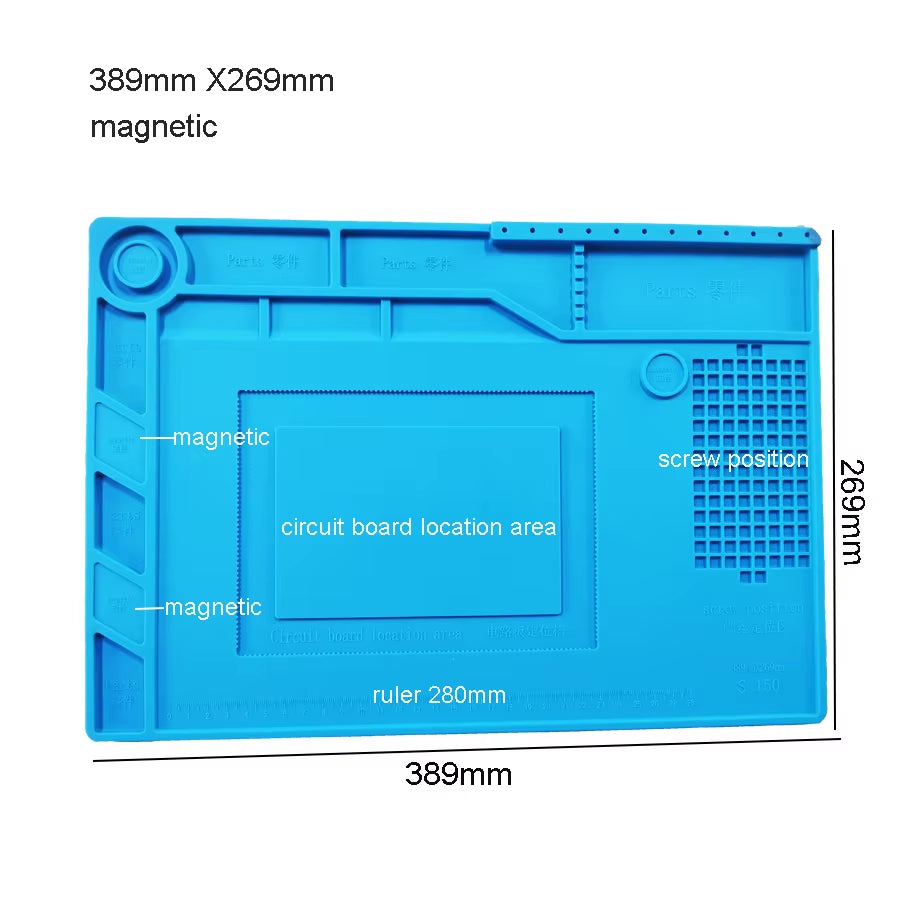 ESD Heat Insulation Working Mat Soldering Station Iron Phone Computer Repair Mat Magnetic Heat-Resistant BGA Insulator Platform