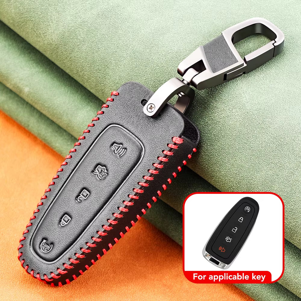 Car Styling Leather Key Chain Ring Cover Case Holder for Ford Focus 2 3 4 MK2 MK3 MK4 Kuga Edge Mondeo Fusion Ecosport Fiesta
