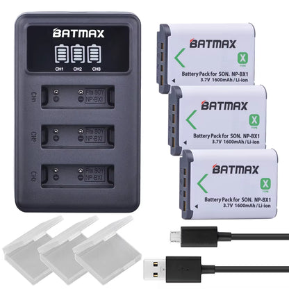 NP-BX1 Np Bx1 Battery + 3 Slots LCD Charger for Sony DSC-RX100 DSC-WX500 IV HX300 WX300 HDR-AS15 X3000R MV1 AS30V HDR-AS300