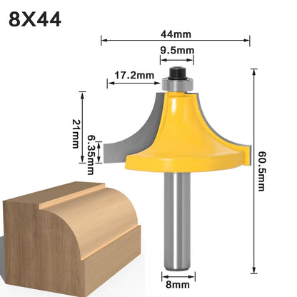 Round over Edging Router Bit - 1" Radius 8" Shank 1Pcs 8Mm Shank Wood Router Bit Straight End Mill Trimmer Cleaning Flush Trim