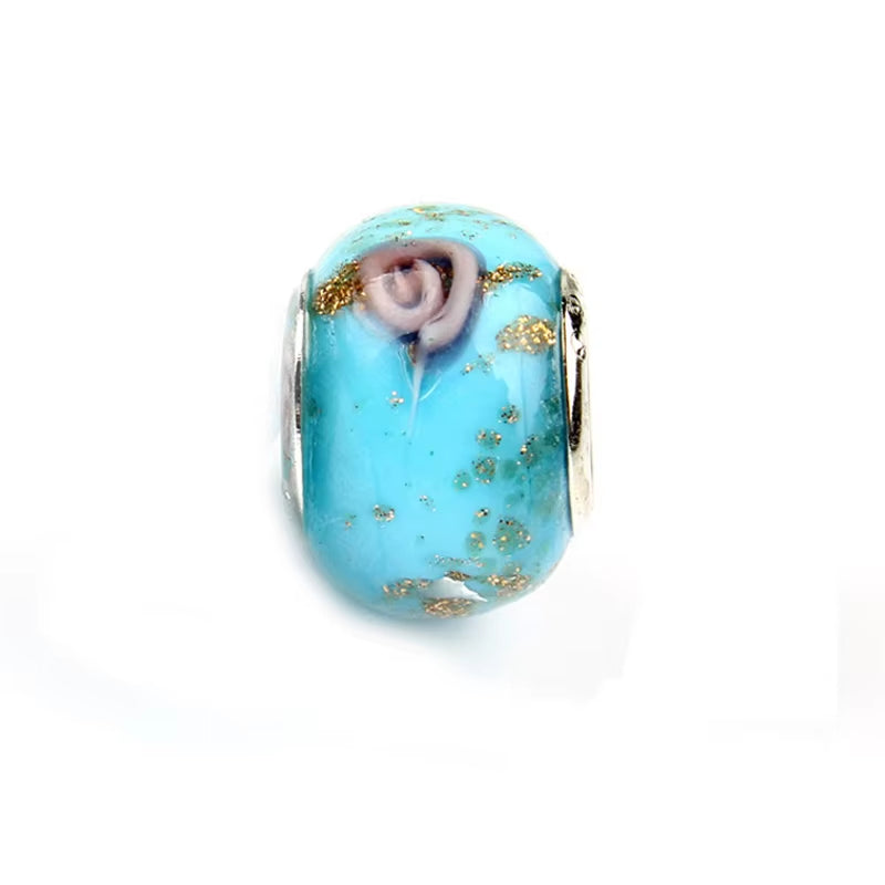 New European Colorful Lampwork Glass Bead Murano Plastic Aolly Charm Fit Pan Brand Bracelet Bangle Women DIY Jewelry Dropship