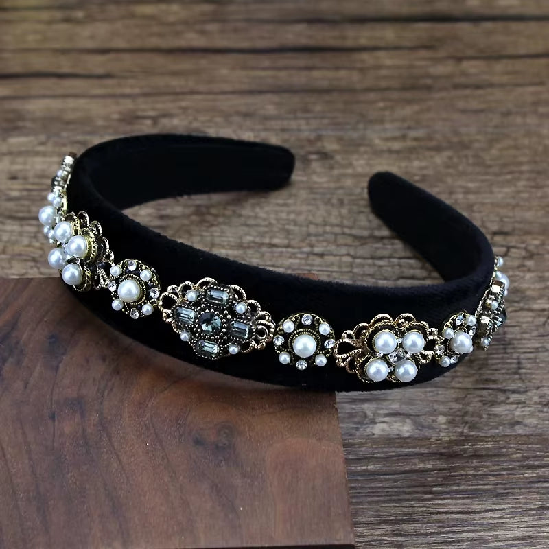 Handmade Black and Gray Luxury Crystal Stone Bridal Headbands Rhinestone Wedding Hairbands for Women Fashion Hair Accessories