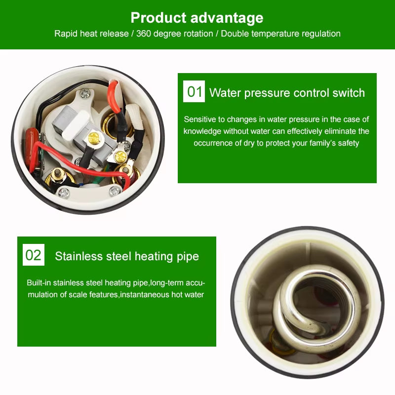 Electric Kitchen Water Heater Tap Instant Hot Water Faucet Heater Cold Heating Faucet Tankless Instantaneous Water Heater