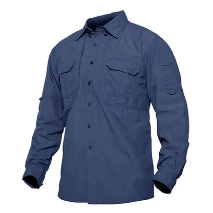 Mens Long Sleeve Shirts Summer Lightweight Quick Drying Shirt Hiking Nylon Shirts Long Sleeve Outdoor Work Cargo Shirts
