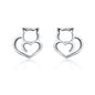 Real 100% 925 Sterling Silver Lovely Cat Pet Stud Earrings for Women S925 Silver Earring Fashion Jewelry Gift FIE073