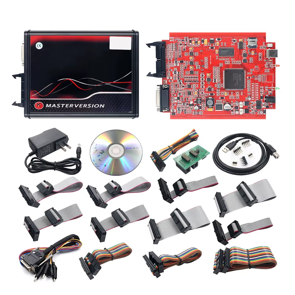Online 2.80 EU Red  V5.017 OBD2 Manager Remap Kit KTAG V7.020 4 LED BDM Frame 22Pcs Adapters K-TAG 2.25 ECU Flash Tool