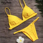 9 Colors Solid Bikini Set 2025 Sexy Push up Swimwear Women Brazilian Swimsuit Low Waist Biquini Halter Two Pieces Bathing Suit