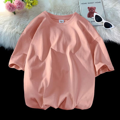 Oversized Summer Short Sleeve Men'S T Shirt New Fashion Solid Loose O-Neck T Shirts Mens Cotton Hip Hop Streetwear Top Tees 5XL