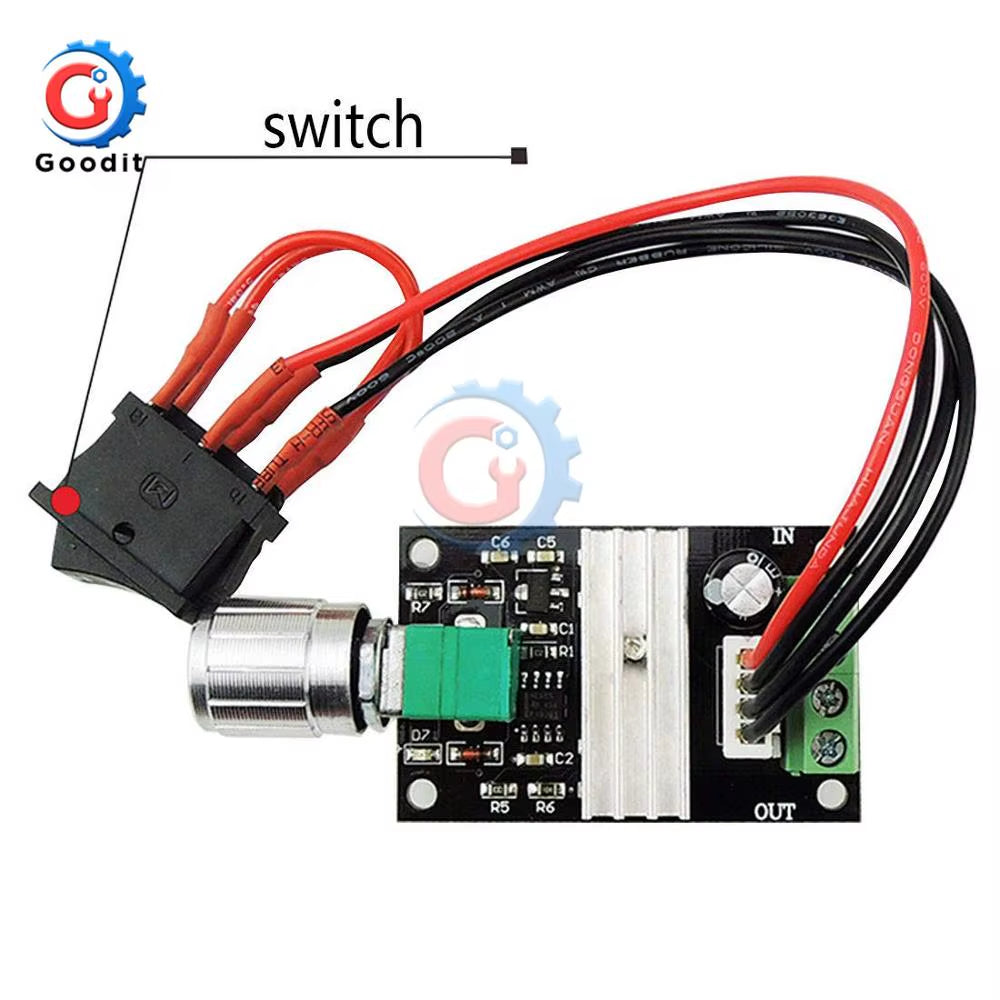 6V 12V 24V 28V 3A 80W DC Motor Speed Controller PWM Speed Adjustable Reversible Control Potentiometer Switch 1203BB Motor Driver