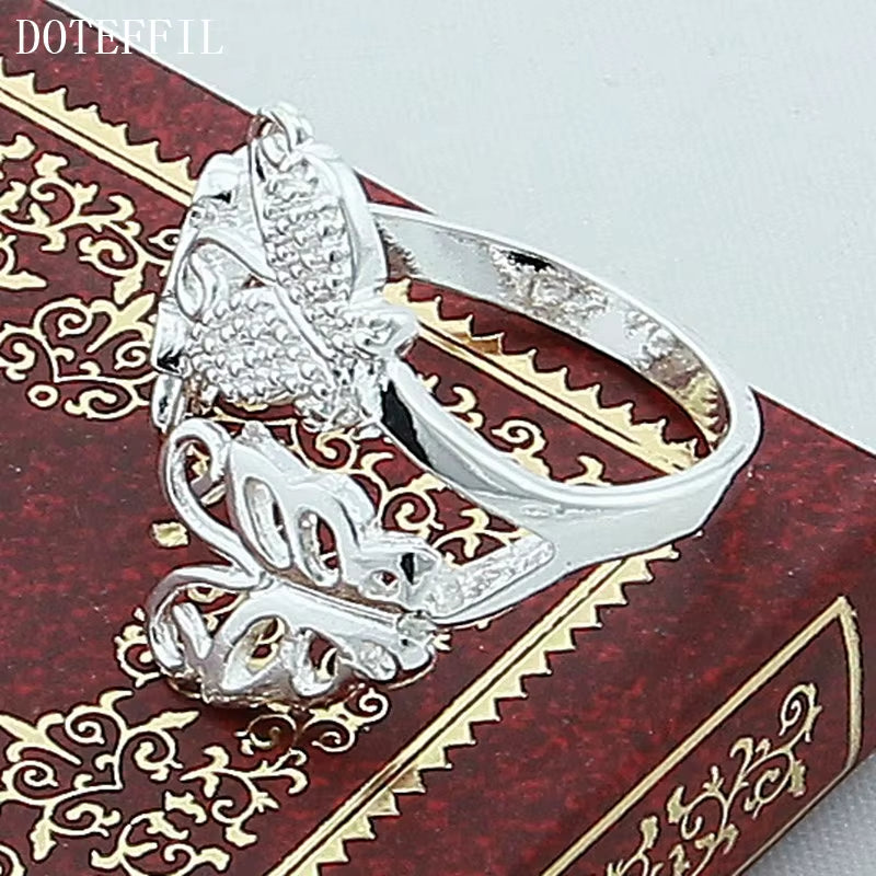 925 Sterling Silver Three Butterfly Ring for Women Wedding Engagement Party Fashion Charm Jewelry