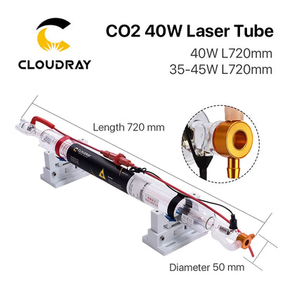 35-45W Co2 Metal Glass Laser Tube 720MM 40W Glass Laser Lamp for CO2 Laser Engraving Cutting Machine