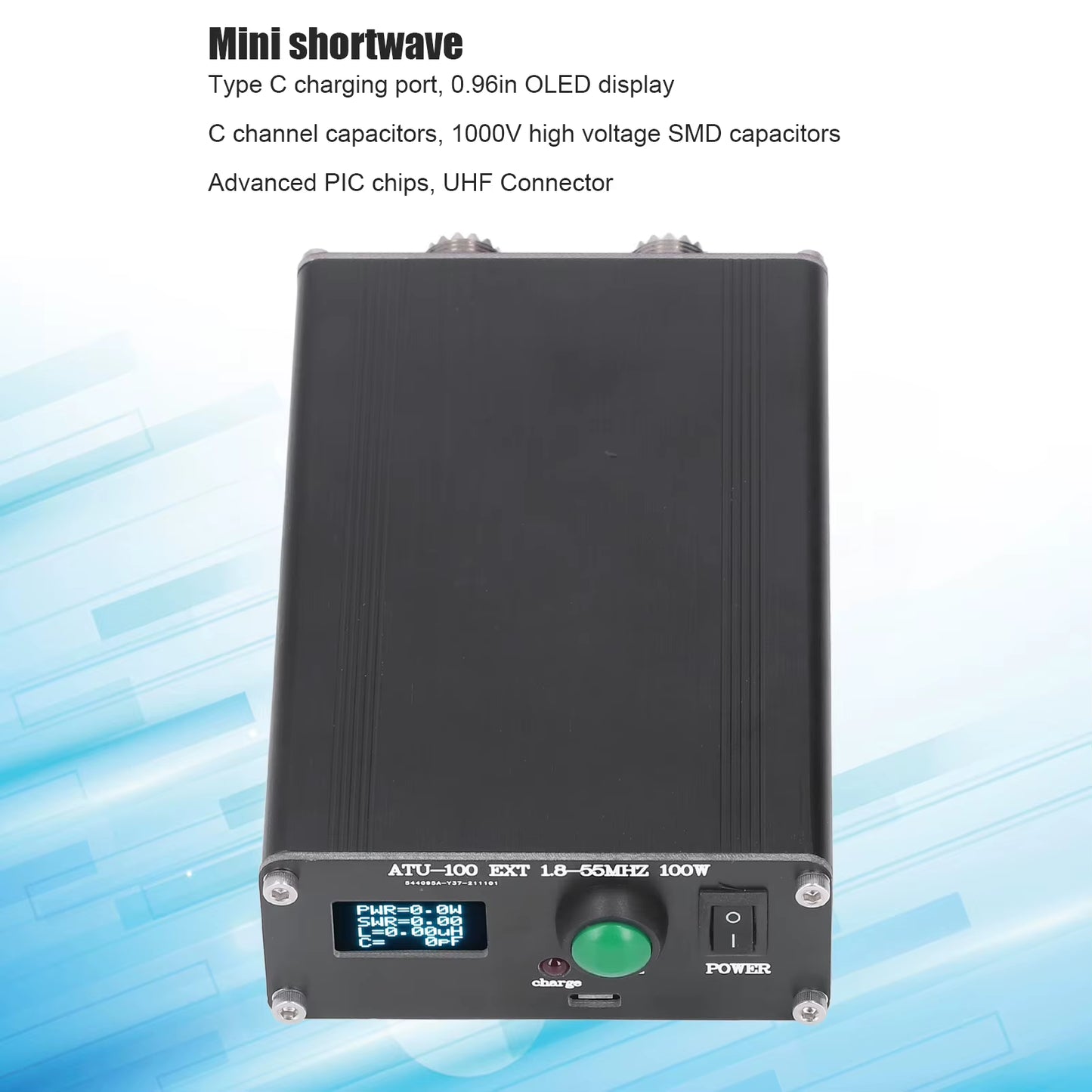 Antenna Tuner Antenna Tuner Mini Automatic for Radio Equipment 1.8~55Mhz 0.96IN with Housing ATU‑100 1.8~55Mhz Antenna Tuner