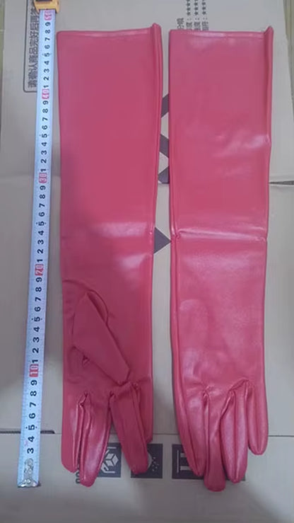 2 Colors New Faux Long Leather Gloves Fashion Women Gloves Warm Outdoors Long Design Sexy Gloves