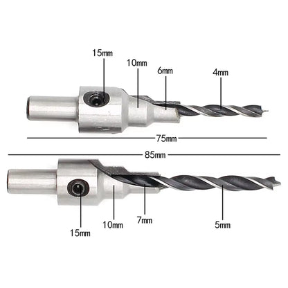 2Pc Countersink Drilling 3 Steps Pilot Drill Bits Set Reamer Screw Wood Window Hinge Hole Saw Chamfer 4 6 5 7Mm Steps 8Mm Shank