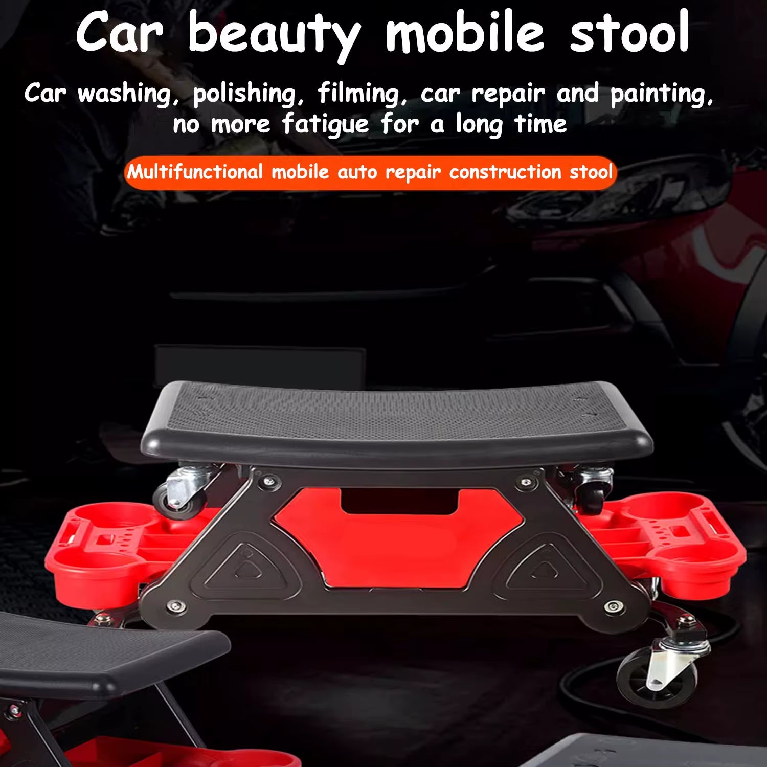 Car Beauty Repair Work Bench Polishing Film Storage Tool Matching Tray Drawer with Wheels Movable Mechanical Crawling Seat