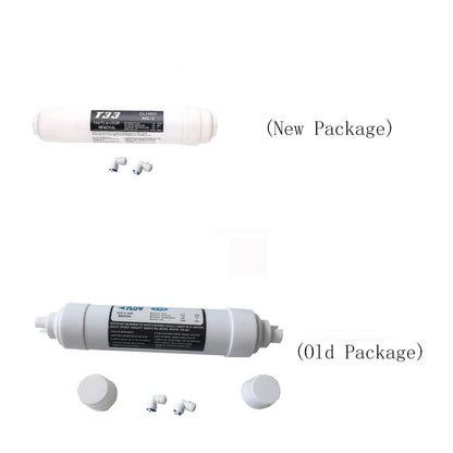 Quick Connect 10 Inch T33 with 2Pcs Fitting Water Purifier INLINE COCONUT Carbon Post WATER FILTER Cartridge REVERSE OSMOSIS