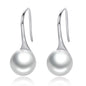 925 Sterling Silver Elegant round Pure Love Pearl Drop Earrings for Women Jewelry Brincos White ,Black Purple Pink SCE037