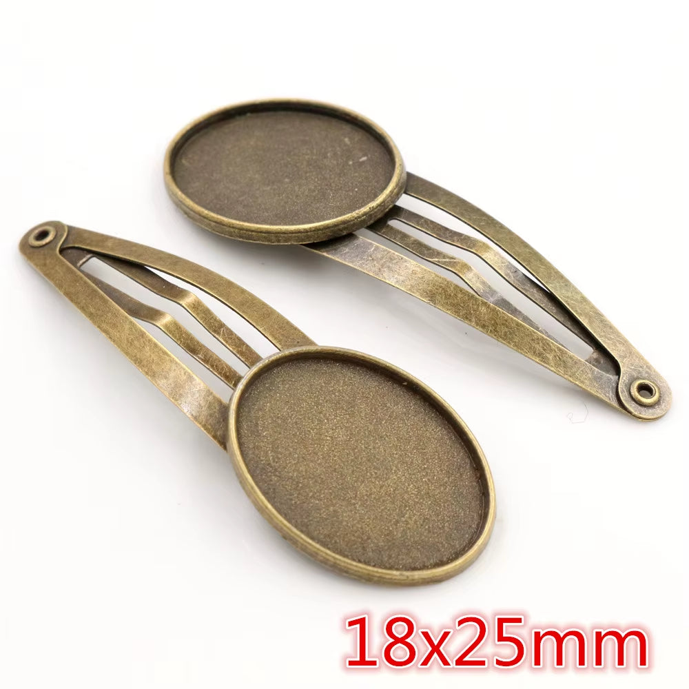 14 16Mm 18Mm 20Mm round Oval 18X25Mm Antique Silver Plated Bronze Copper Material Hairpin Hair Clips Base Setting Cabochon Cameo