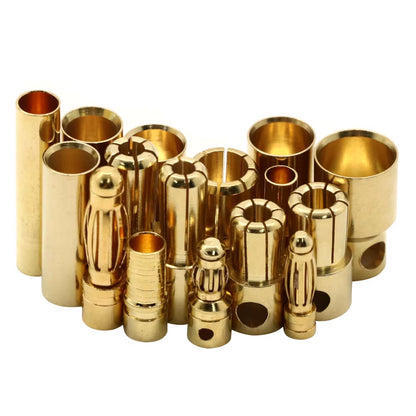 20Pcs/Lot 2.0Mm 3.0Mm 3.5Mm 4.0Mm 5.5Mm 6.0Mm 8.0MM Gold Bullet Banana Connector Plug for ESC Lipo RC Battery Plugs (10 Pair)