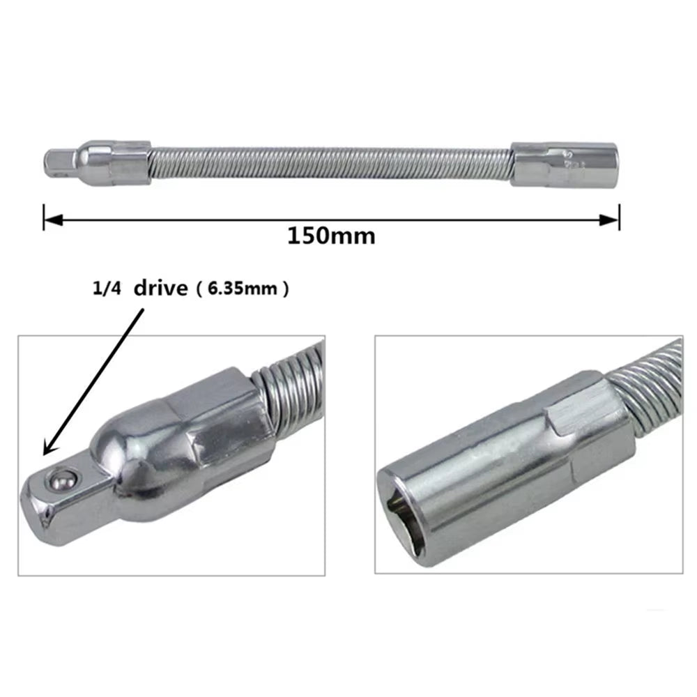 150Mm Flexible Extension Bars 1/4" Drive 6.3Mm Socket Tool Ratchet 1/4" Flexible Shaft Screwdriver Bit  Extension
