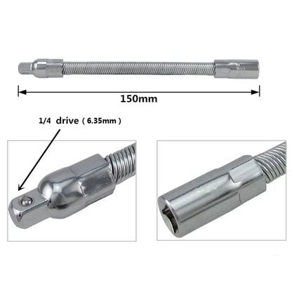 150Mm Flexible Extension Bars 1/4" Drive 6.3Mm Socket Tool Ratchet 1/4" Flexible Shaft Screwdriver Bit  Extension