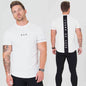 Men Cotton Short Sleeve T-Shirt Fitness Slim Patchwork Black Shirt Male Brand Gym Tees Tops Summer New Fashion Casual Clothing