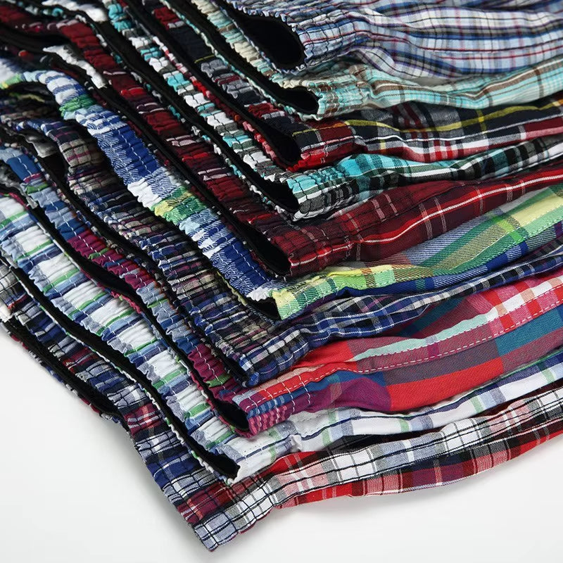 4PCS Mens Underwear Boxers Loose Shorts Men'S Panties Cotton the Large Plaid Arrow Pants plus Size Classic Basics Plaid