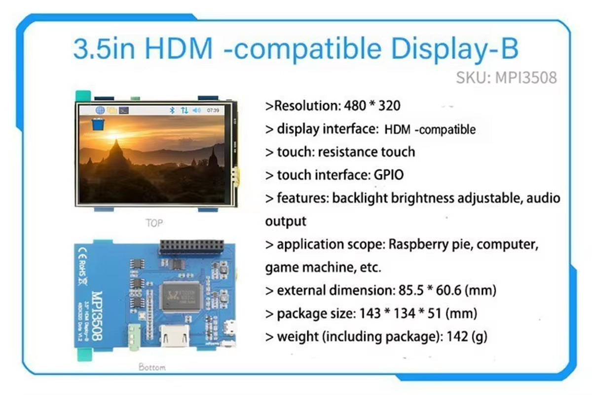 2.4/2.8/3.2/3.5/5/7/10.1 Inch Touch LCD Display Module Support for Raspberry Pi 3B+ 4 B