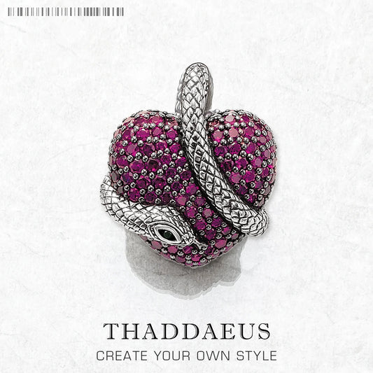 Pendant Snake with Heart Fashion Love Jewelry Europe 925 Sterling Silver Vintage Accessorie Gift for Woman