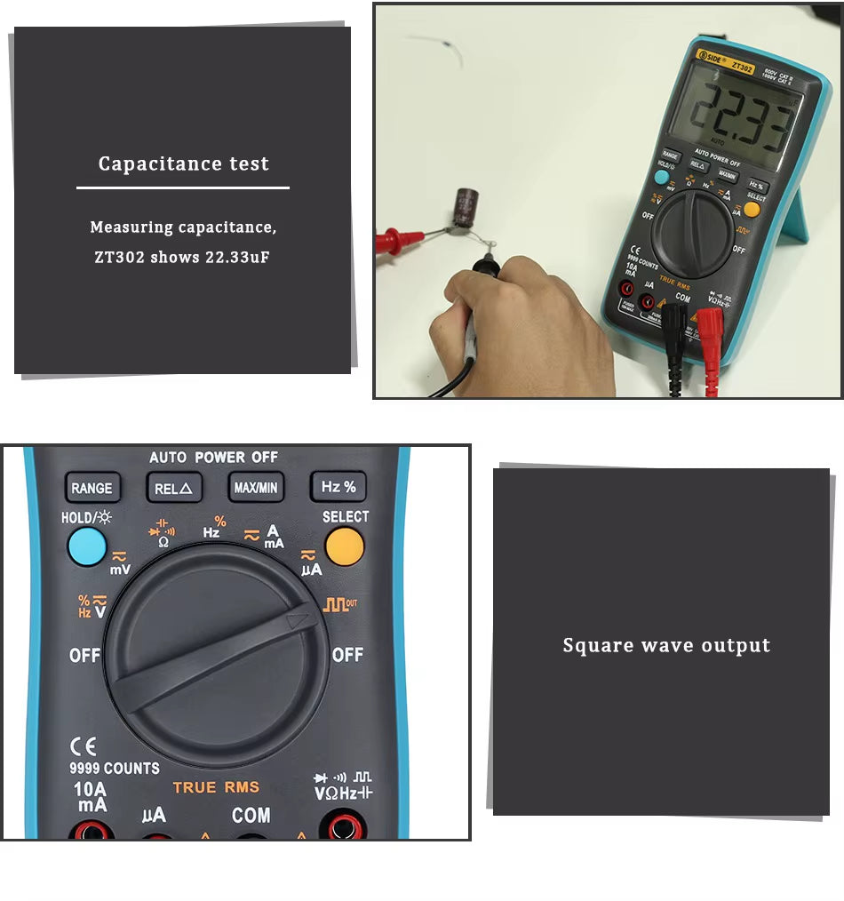 Digital Multimeter Auto Range True RMS 8000 High Precision Ammeter Voltmeter Smart Capacitor Temperature NCV Ohm Hz Tester