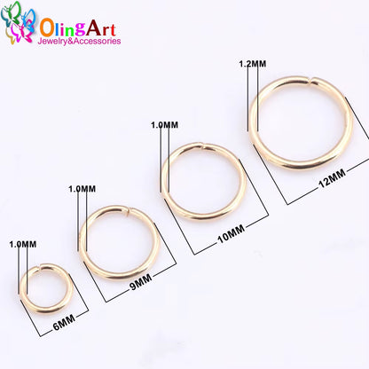 KC Gold Jump Ring 6Mm/9Mm/10Mm/12Mm Link Loop Mixed Size DIY Jewelry Making Connector Wire Diameter 1.0MM