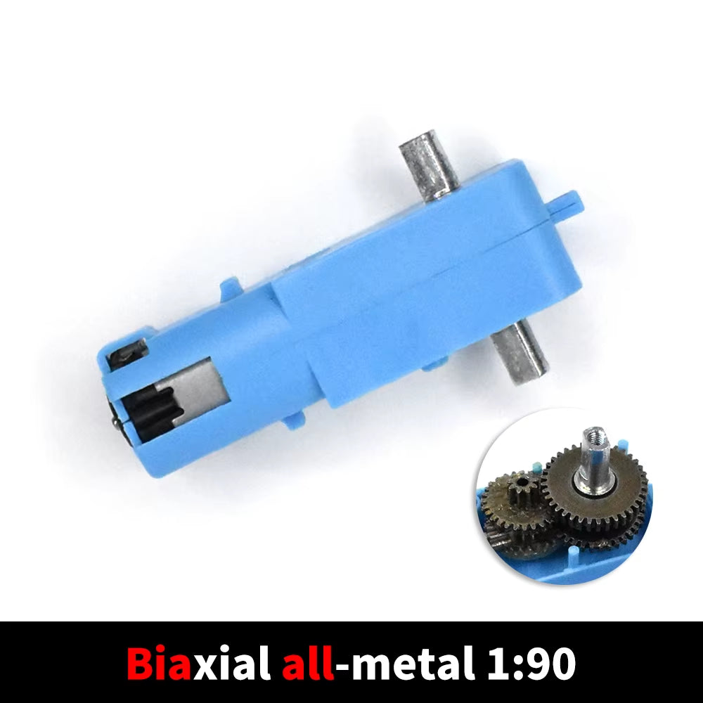 DC 3V-6V 1:90 Metal Gear Motor All Metal/Half Metal Single Axis Gear Motor Robot Intelligent Vehicle Speed Reducer TT Motor Blue