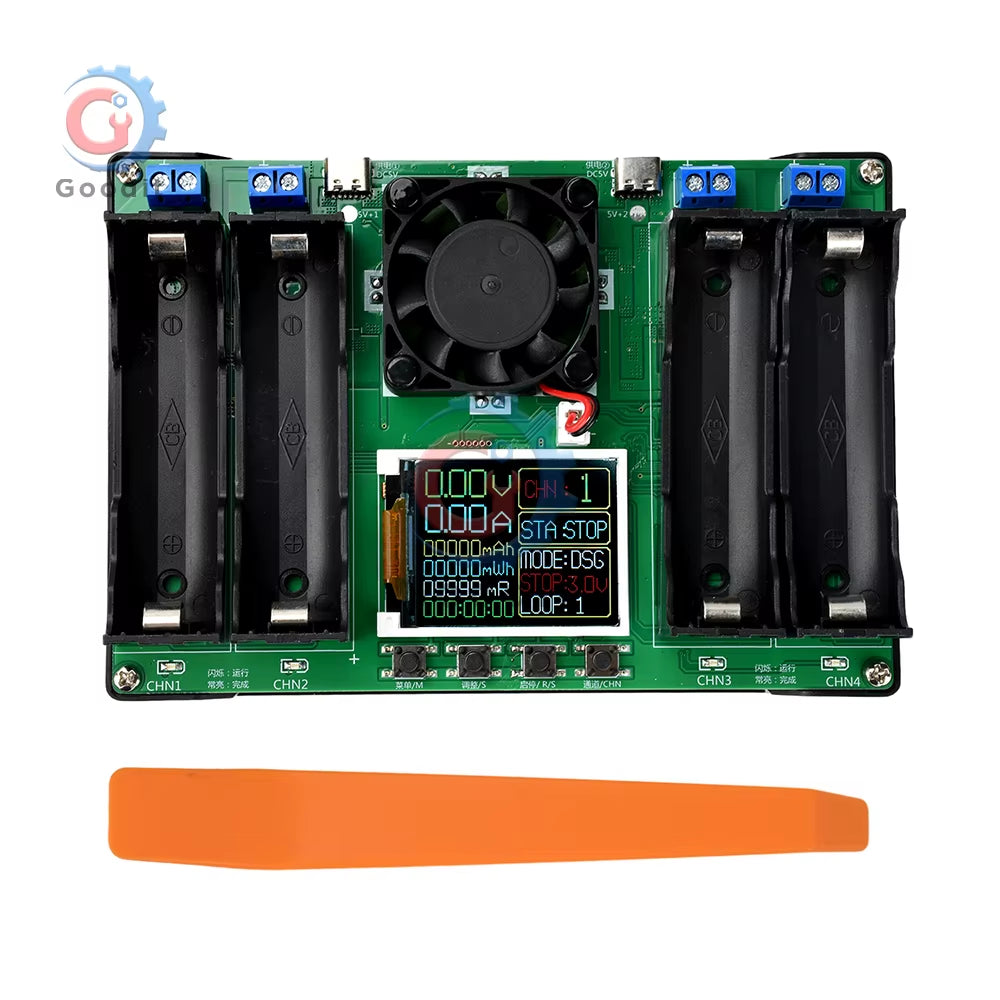 18650 21700 Type-C 4Channel Battery Capacity Tester LCD Display Mah Lithium Digital Battery Detection Module for Battery Testing