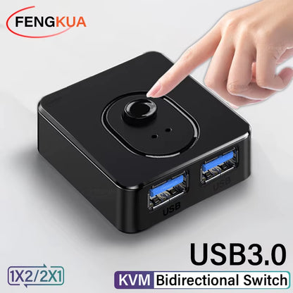 USB 3.0 Switcher KVM Switch 1X2/2X1 Bidirectional USB Hub for Computer Laptop to Keyboard Mouse Printer U Disk USB 2.0 Extender